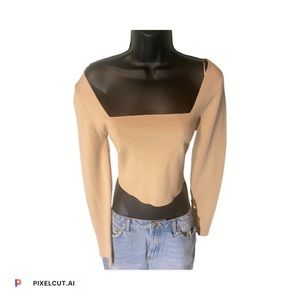 NWT TAN CREAM BAND CROP LONG SLEEVE
